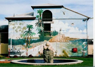 Tim created these 4 large murals and the center piece sculpture 30 years ago in Sydney Australia