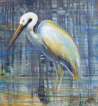 Large oil and acrylic painting on canvas, with abstract backound