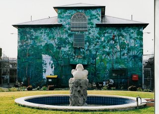 Tim created these 4 large murals and the center piece sculpture 30 years ago in Sydney Australia